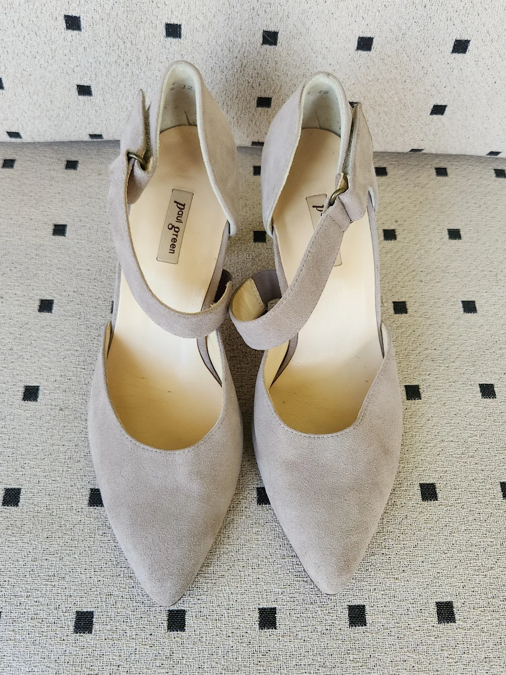 Paul Green Taupe Neutral Suede Pointed Mary-Jane  Kitten Heels